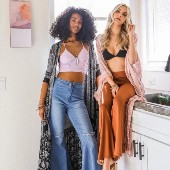 125. LAST 1! Stunning Maxi Long Flowy Prairie Oversized Bohemian Paisley Kimono - Picture 6 of 6